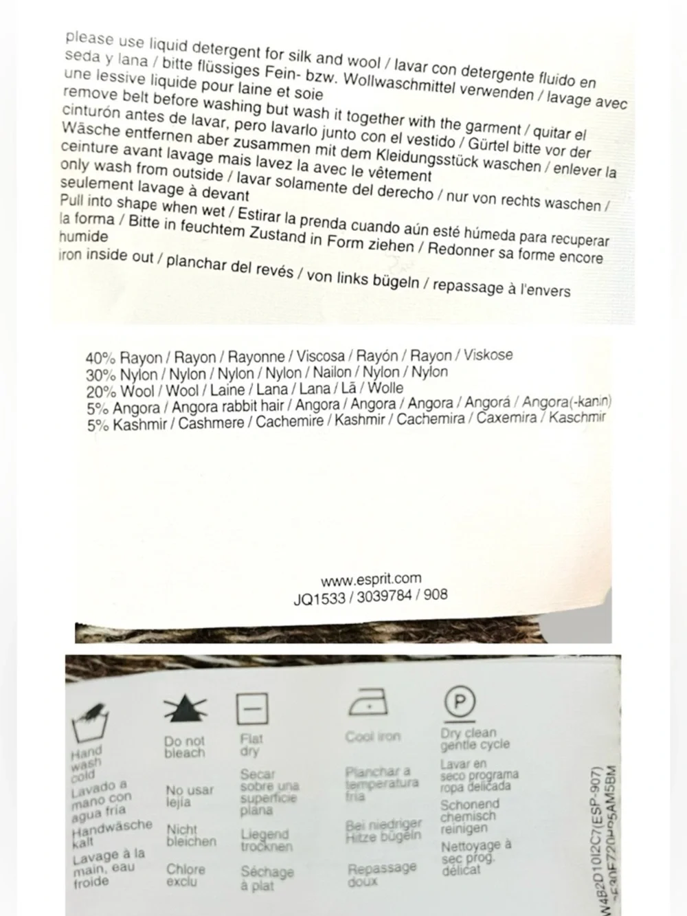 Esprit Y2K Short Sleeve Belted Cardigan Geometric Taupe Cream Black Size S - Picture 10 of 13